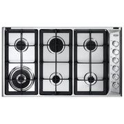 De Longhi PLI 69 GHD Linea Professional Piano cottura a Gas 6 Fuochi Griglie in Ghisa Bruciatore Tripla Corona 90 cm Acciaio Inox