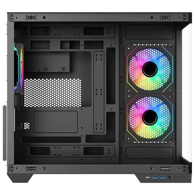 Itek ITGCADCDSB DARK CAVE DS Case Tower Gaming ATX micro ATX Mini ITX 3x120mm ARGB Vetro Temperato USB Type C colore Nero