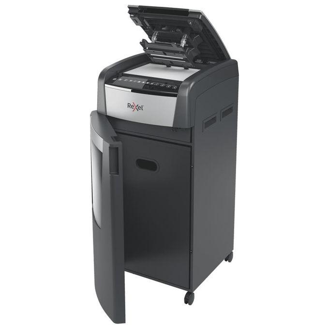 Rexel Optimum Auto Feed+ Distruggi Documenti Automatico 600 Fogli Taglio a Frammento Sicurezza P-4 Capacita' 110 Litri Cestino Removibile con Rotelle