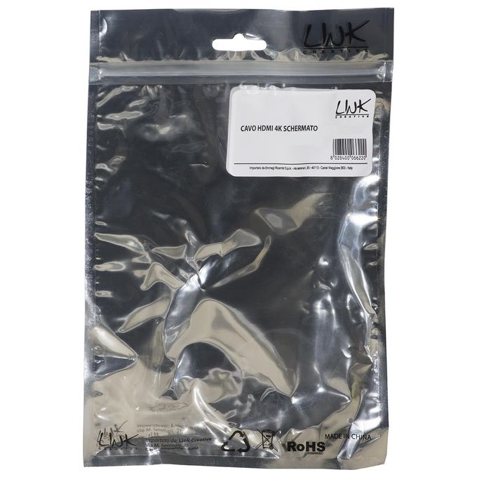 Link cavo hdmi 4kx2k per pc, notebook, hdtv, ecc contatti dorati mt 5 colore nero