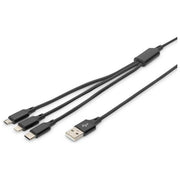 Digitus cavo di ricarica 3 in 1, usb a, lighning + micro usb + usb-c