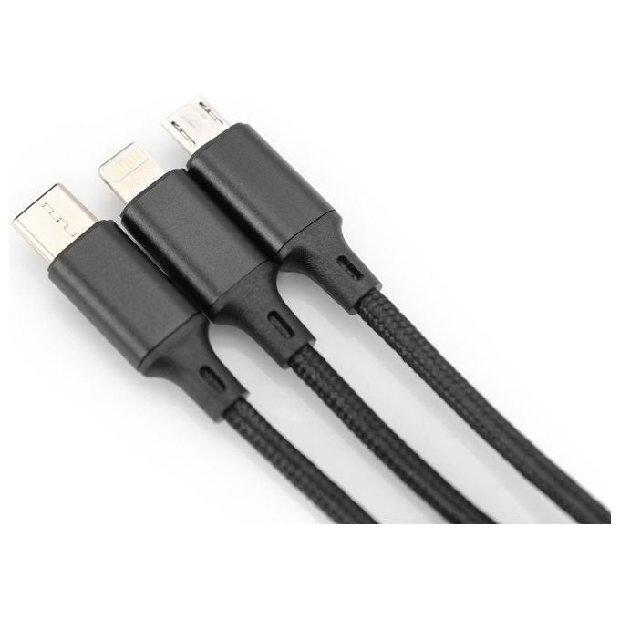 Digitus cavo di ricarica 3 in 1, usb a, lighning + micro usb + usb-c