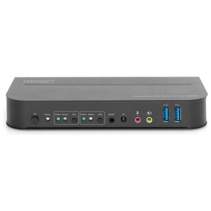 Digitus DS-12850 Switch KVM 2 Porte 4K 60Hz 2x DisplayPort In 1x DisplayPort HDMI Out USB 3.0 Hub Audio