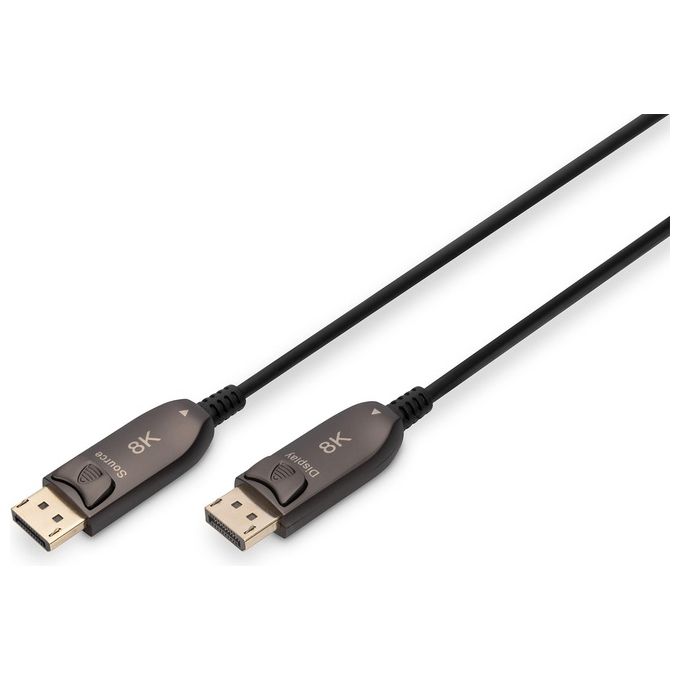 Digitus AK-340107-100-S Cavo in fibra ottica ibrido DisplayPort AOC UHD 8K 10 m 32,4 Gbps DisplayPort 1.4 colore Nero