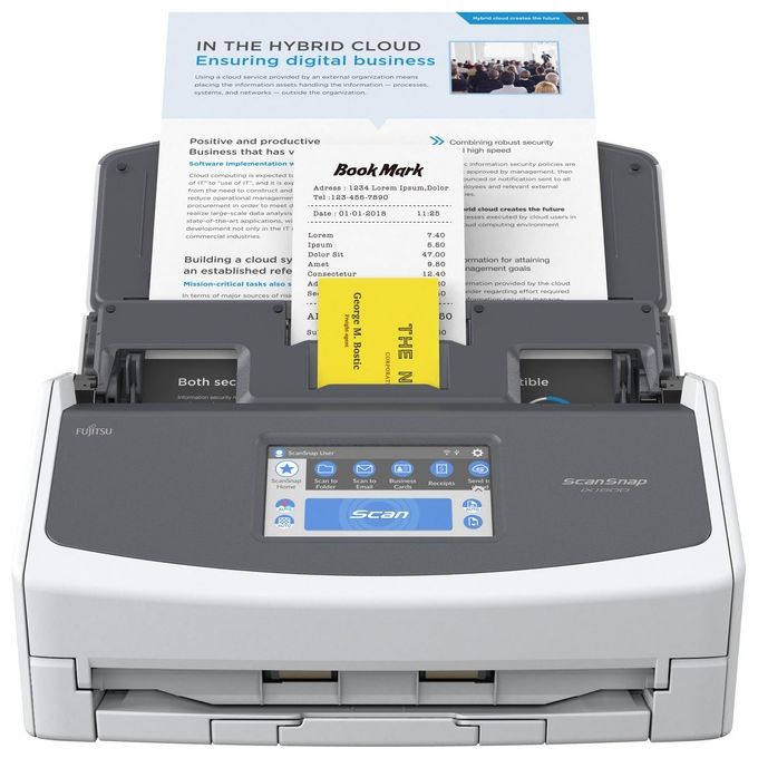 Ricoh PA03770-B401 ScanSnap iX1600 Scanner ADF Alimentazione Manuale 600 DPI A4 Duplex Wi-Fi Touch 4.3'' 40 ppm colore Bianco