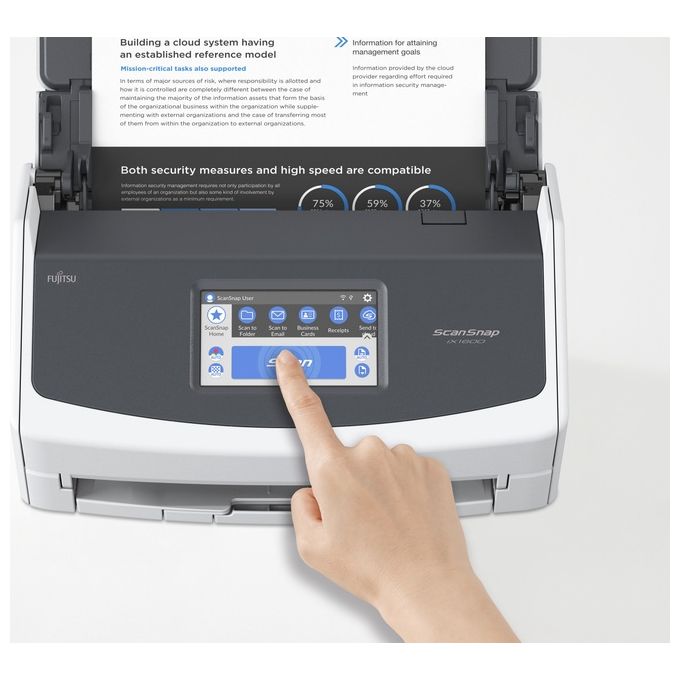 Ricoh PA03770-B401 ScanSnap iX1600 Scanner ADF Alimentazione Manuale 600 DPI A4 Duplex Wi-Fi Touch 4.3'' 40 ppm colore Bianco