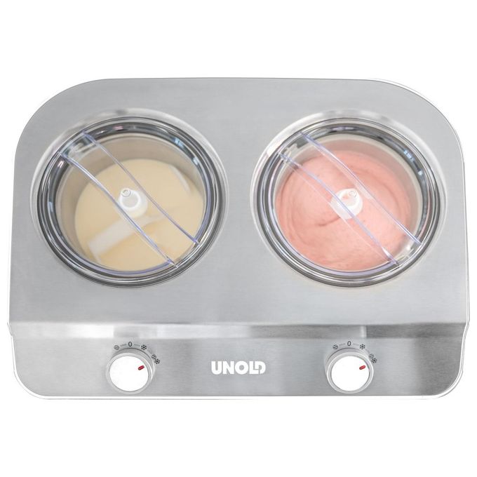 Unold 48835 Doppio Gelatiera a Compressore 2 vasche 2,4 L 250W colore Nero Acciaio Satinato