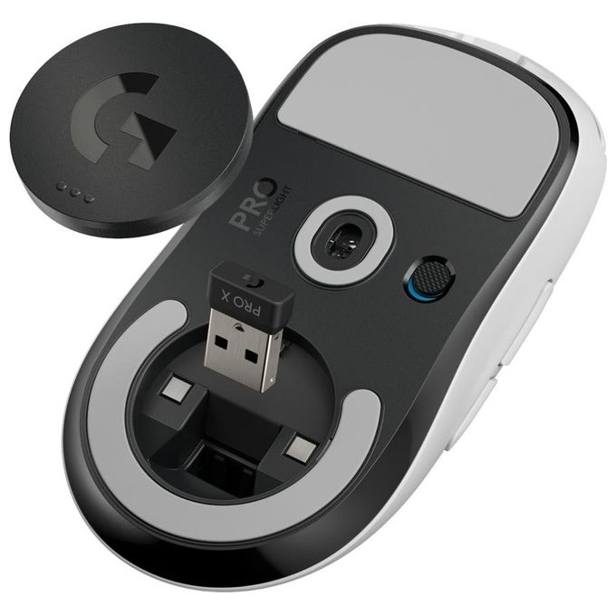 Logitech G 910-005943 PRO X SUPERLIGHT Mouse Gaming Wireless 25600 DPI 1 ms 70 h colore Bianco