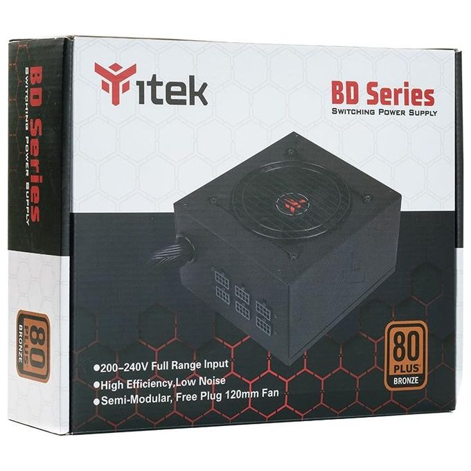 Itek ITPSEBD700 BD700 Alimentatore PC 700W 80Plus Bronze Semi Modulare PFC Attivo Ventola HDB 12cm DC to DC colore Nero