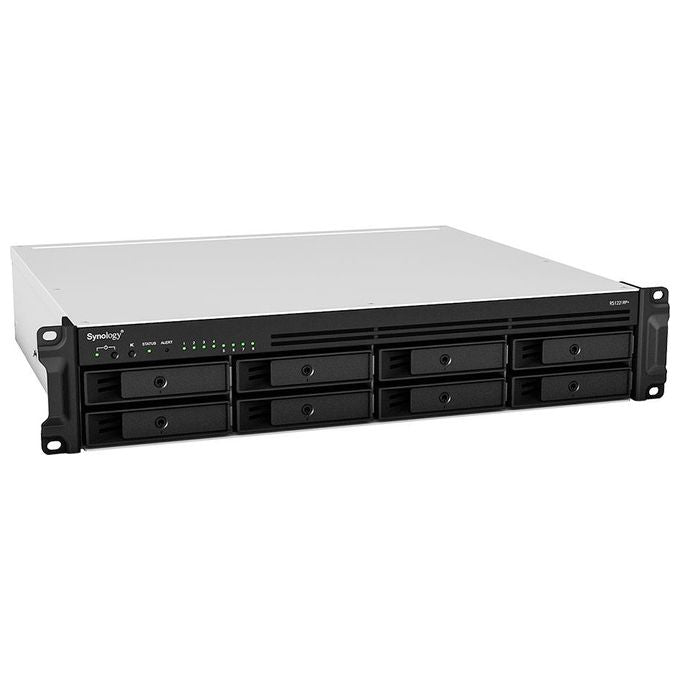 Synology RS1221RP+ RackStation Server NAS 8 vani AMD Ryzen V1500B 2,2 GHz 4 GB DDR4 ECC 4x 1 GbE RAID Hot-Swap colore Nero