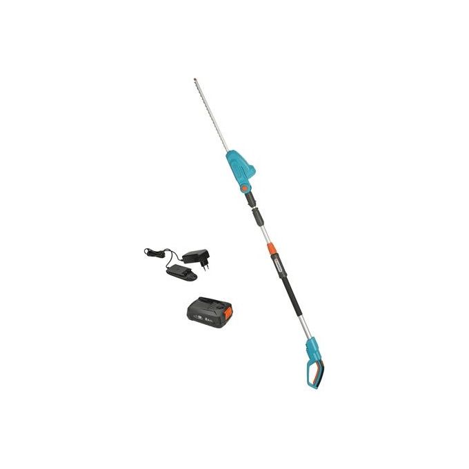 Gardena 14732-20 THS 42-18V P4A Tagliasiepi Telescopico a Batteria 42 cm Lama Doppia Testa Regolabile fino a 90° 3,4 Kg Batteria 18 V 2,6 Ah colore Verde