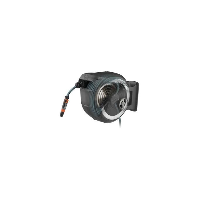 GARDENA 18622-20 RollUp M-L Avvolgitubo Automatico da Parete 25 m 13 mm Rotazione 180° Protezione Antigelo Antifurto colore Bianco