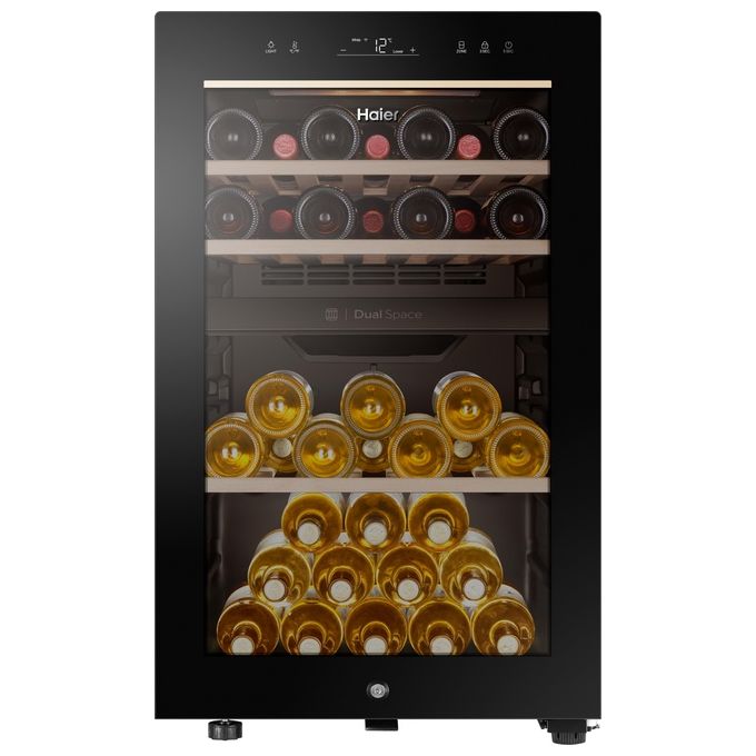 Haier HWS42GDAU1 Wine Bank 50 Serie 7 Cantinetta Vino 42 bottiglie 2 zone temperatura Classe G WiFi ripiani in legno colore Nero
