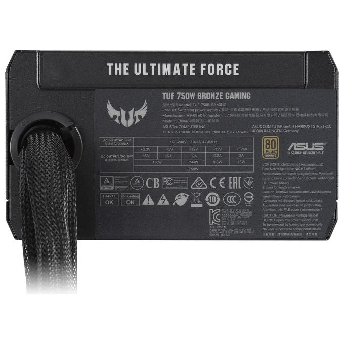 ASUS TUF Gaming 750B Alimentatore 750W 80 PLUS Bronze ATX Non Modulare Nero