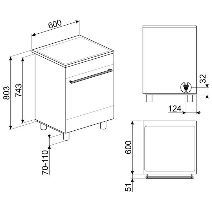 Smeg C6IMXM2 Sinfonia Cucina Piano Cottura Induzione 60 cm 4 Zone Forno Termoventilato 70 L Classe A (90x60x60 cm) colore Acciaio Inox