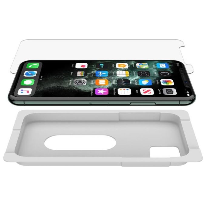Belkin F8W940ZZ-AM InvisiGlass Pellicola proteggischermo trasparente in vetro temprato 9H antibatterico per iPhone 11 Pro-XS-X colore Trasparente