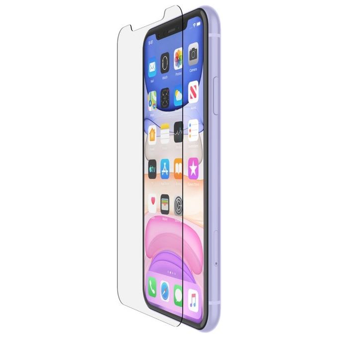 Belkin F8W942ZZ-AM SCREENFORCE InvisiGlass Ultra Pellicola Proteggischermo in Vetro Temperato 9H Antibatterica per iPhone 11 e XR colore Trasparente