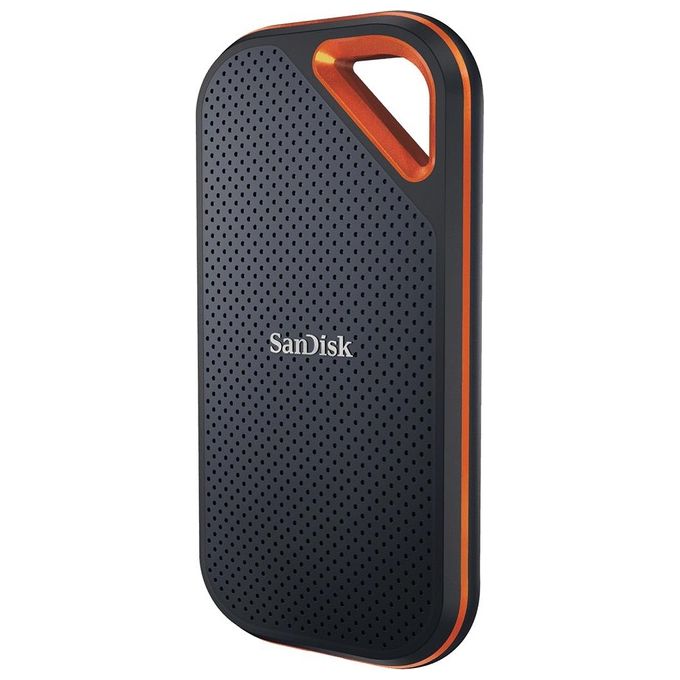 SanDisk SDSSDE81-4T00-G25 Extreme PRO SSD Esterno Portatile NVMe 4 TB USB-C 3.2 Gen 2 2000 MB-s IP55 crittografia AES 256 bit colore Nero Arancione