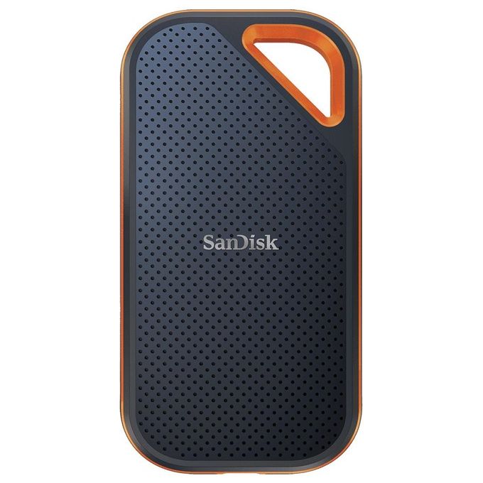 SanDisk SDSSDE81-4T00-G25 Extreme PRO SSD Esterno Portatile NVMe 4 TB USB-C 3.2 Gen 2 2000 MB-s IP55 crittografia AES 256 bit colore Nero Arancione