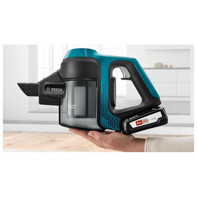 Bosch BBS611LAG Serie 6 Aspirapolvere a Bastone 2 in 1 Senza Sacchetto 0.3 L Batteria 18V 2.5 Ah autonomia 30 min colore Blu