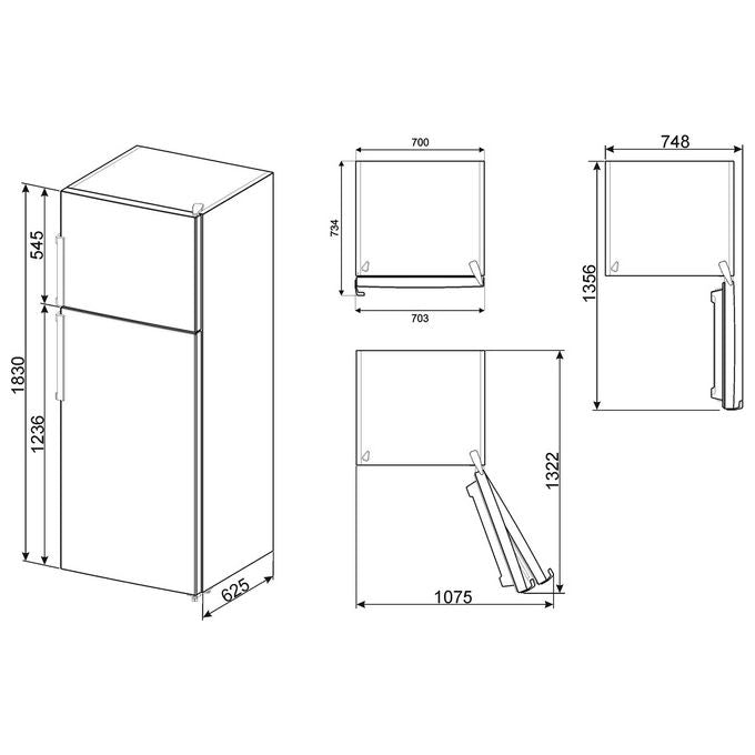 Smeg FD70EN4HM Frigorifero Doppia Porta 432 L 183 cm Classe E 41 dB Total No Frost Display LED colore Beige Effetto Marmo
