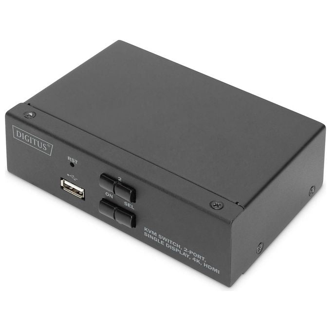 DIGITUS DS-12870 Switch KVM 2 Porte HDMI UHD 4K@30Hz 3840 x 2160p con Hub USB 2.0 e Audio Integrato colore Nero
