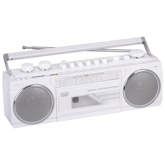 Trevi RR 501 BT Radio Portatile con Registratore a Cassette Bluetooth USB SD MP3 FM MW SW colore Bianco