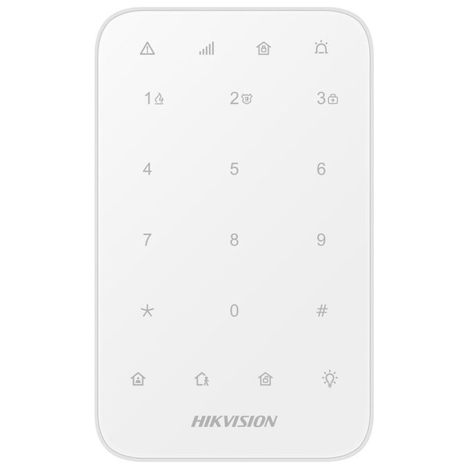 Hikvision DS-PK1-E-WE Tastiera Wireless Touch LED AES-128 868 MHz AX Pro 1200 m colore Bianco