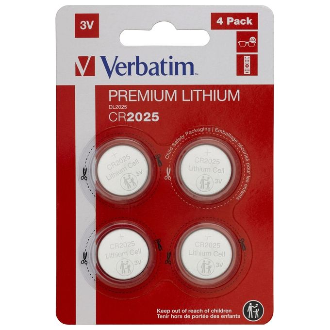 Verbatim CR2025 Batteria Mono Splituso Litio 4 Pezzi