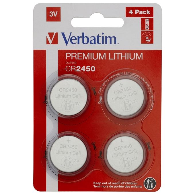 Verbatim CR2450 Batteria Mono Splituso Litio 4 Pezzi