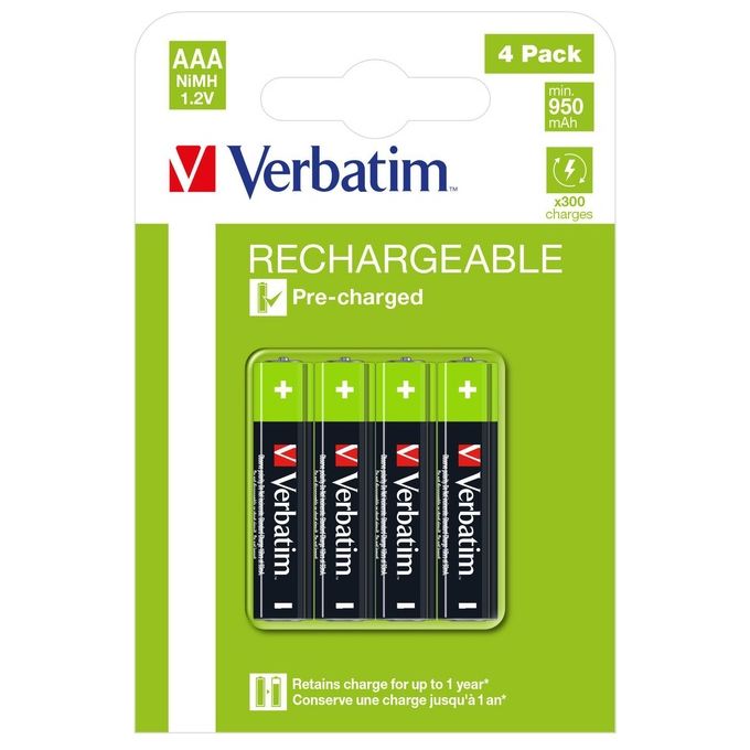 Verbatim Batteria Mono Splituso Mini Stilo AAA Nichel-Metallo Idruro (NiMH)