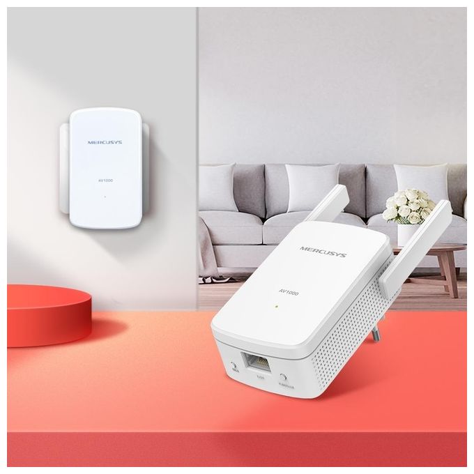Mercusys MP510 KIT Powerline AV1000 HomePlug AV2 Wi-Fi N300 Gigabit Ethernet 2 Antenne Esterne 1000 Mbit-s colore Bianco