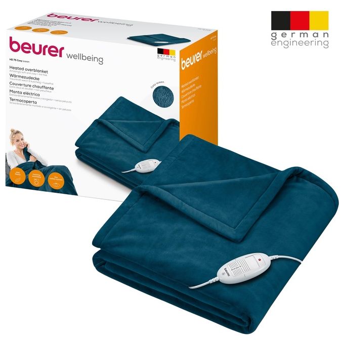 Beurer 42108 HD 75 Cosy Termocoperta 100W 6 livelli di temperatura 180x130 cm lavabile in lavatrice colore Ocean