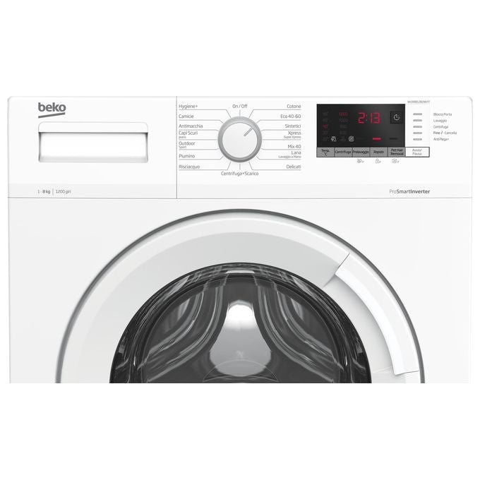 Beko WUXR81282WI-IT Lavatrice Frontale 8 Kg 1200 rpm Classe A Motore Inverter 15 Programmi (85x60x55 cm) colore Bianco