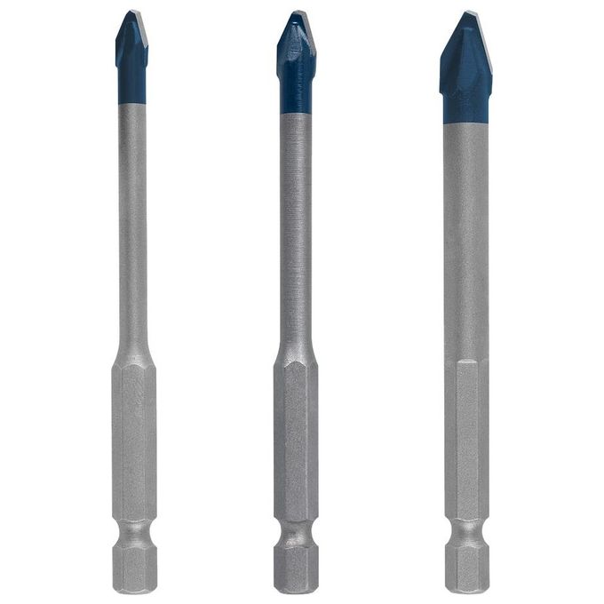 Bosch Professional 3x Set di Punte Expert HEX-9 HardCeramic per Tegole Piastrelle 5-8 mm