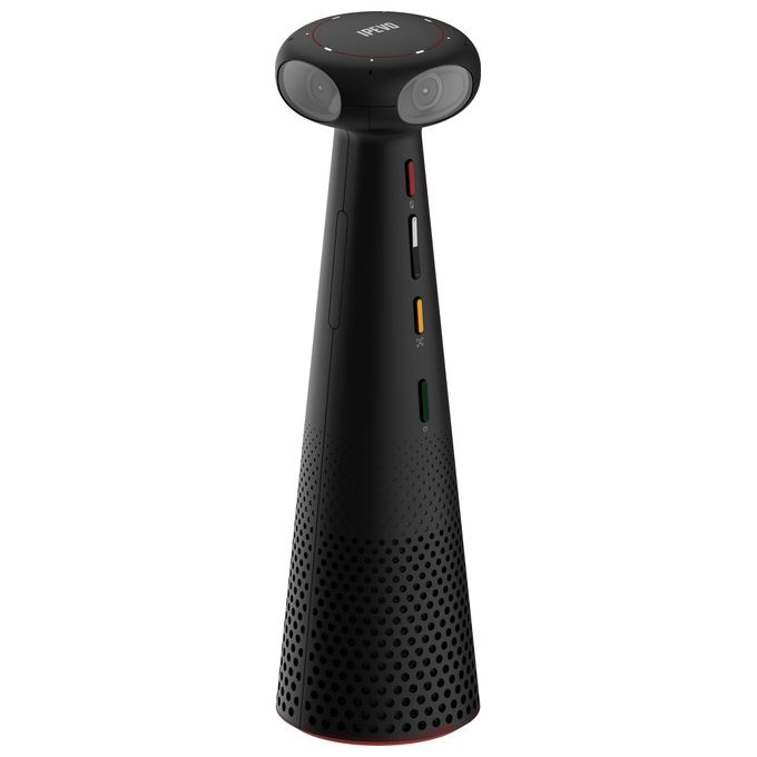 IPEVO 5-906-2-08-00 Totem 360 Telecamera per Sala Riunioni 360° 5K con AI Framing e Tracking 4 Microfoni Omnidirezionali Altoparlante 6W USB-C colore Nero