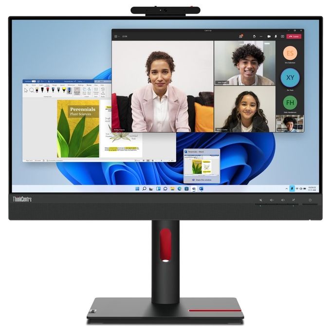 Lenovo TIO24GEN5(A23TIO24IR) ThinkCentre Tiny-In-One Monitor 23.8'' FHD IPS con Webcam Integrata Altoparlanti Microfono Hub USB 3.2 Gen 1 VESA 100x100 mm Regolabile in Altezza colore Nero