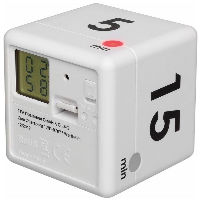 TFA Timer Digitale Cube Bianco