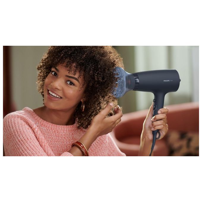 Philips BHD360-20 Serie 3000 Asciugacapelli 2100 W ThermoProtect Ionic 6 impostazioni con concentratore e diffusore colore Blu Marino