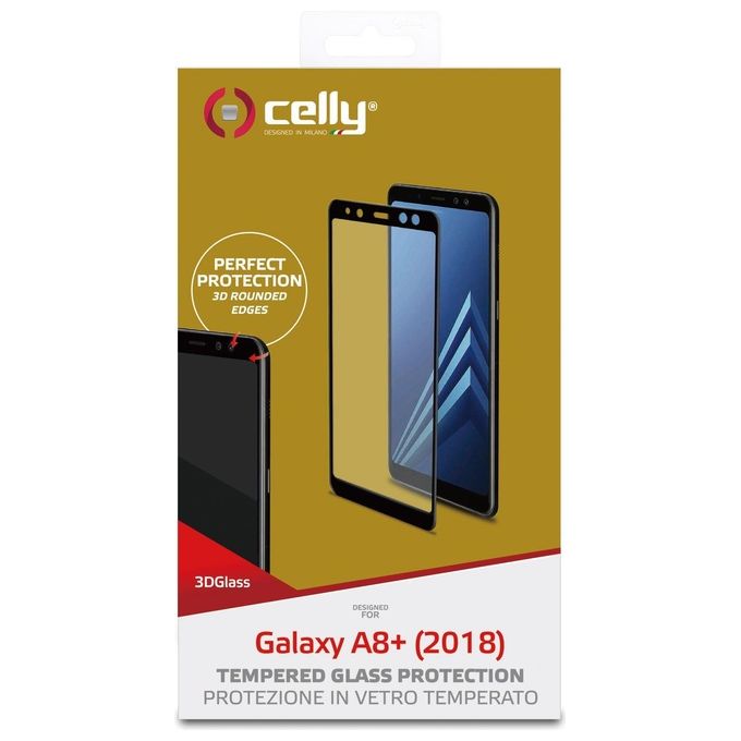 Celly 3D Glass per Samsung Galaxy A8+ Nero