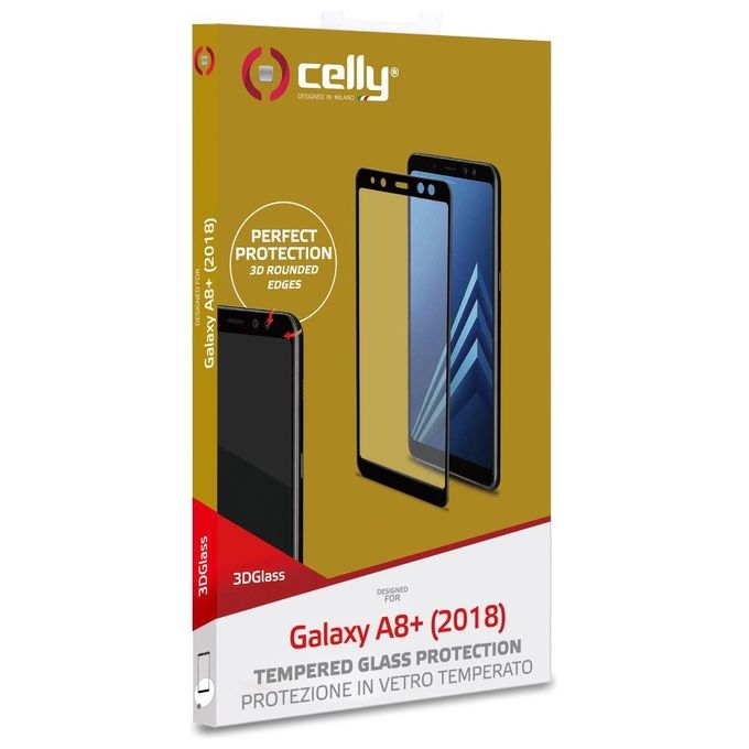 Celly 3D Glass per Samsung Galaxy A8+ Nero