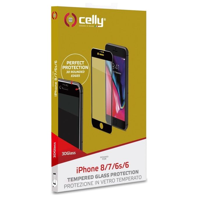 Celly 3D Glass per iPhone 8-7-6s-6 Nero