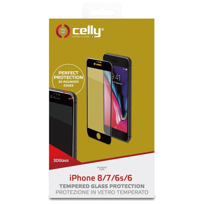 Celly 3D Glass per iPhone 8-7-6s-6 Nero