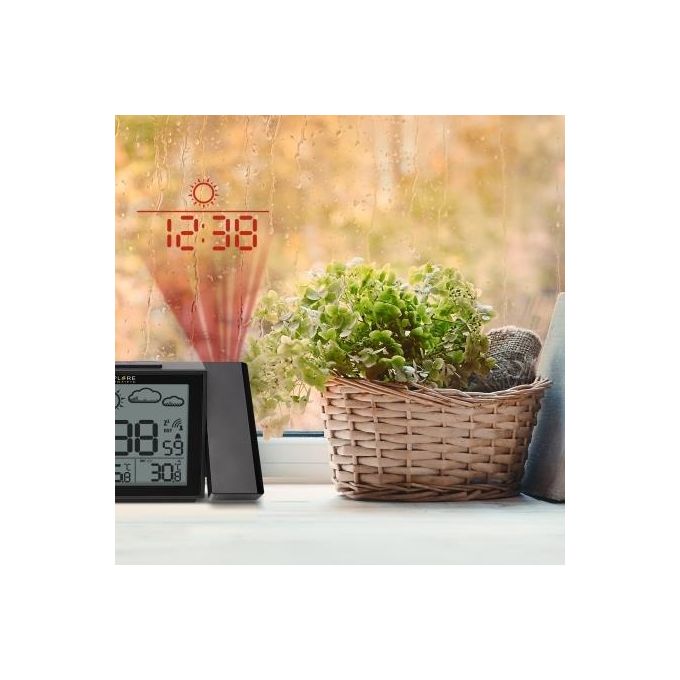 Explore Scientific RPW3009CM3000 Orologio a Proiezione Radiocontrollato Sveglia Doppia Meteo Temperatura Porta USB colore Nero