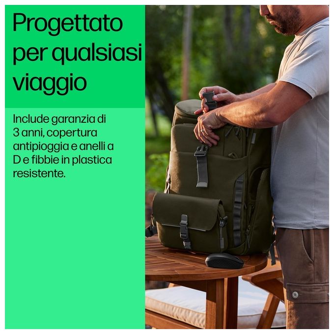HP 9J4C1AA Zaino Modulare per Laptop 15.6'' 3 in 1 27L Resistente all'Acqua Tasca RFID colore Grigio Verde