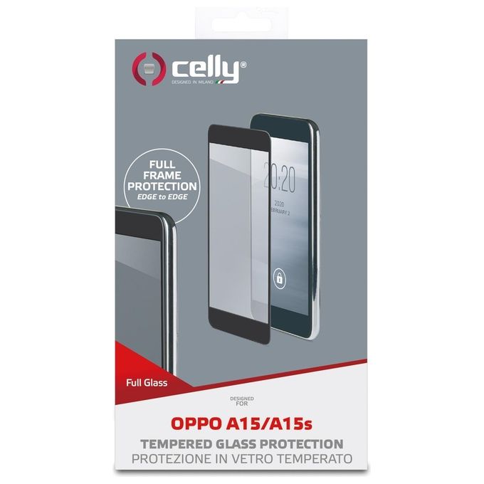 Celly Full Glass per Oppo A15-A15S Nero
