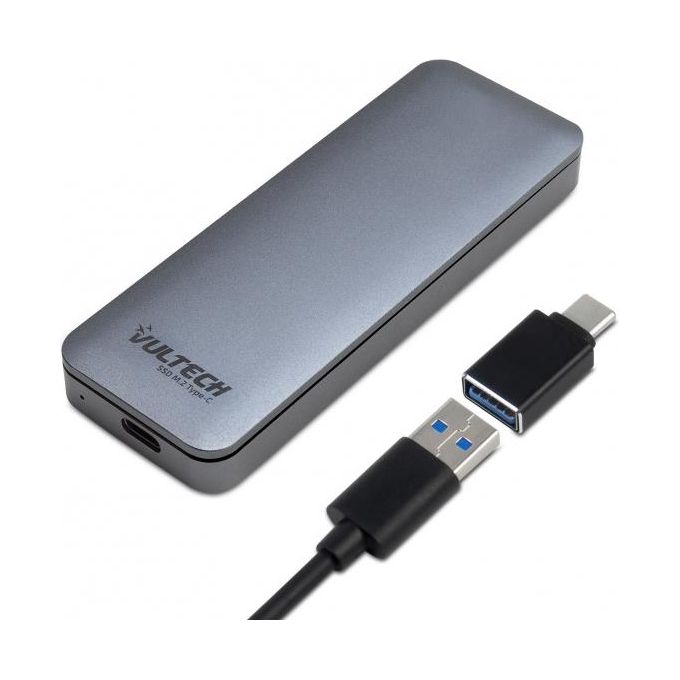 Vultech Box Type-C GS-NVMETC per SSD PCIe M2 SATA Case Esterno per Disco Rigido Usb 3.1 10 Gbps