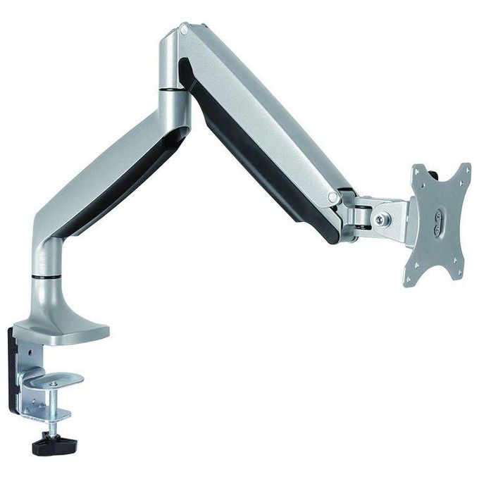VALUE 17.99.1145 Supporto da Scrivania per Monitor Singolo con Funzione Pivot 5 Giunti Regolabile Altezza 0-50 cm Braccio Estendibile 60 cm VESA 75x75 100x100 mm 9 Kg colore Nero Acciaio inox