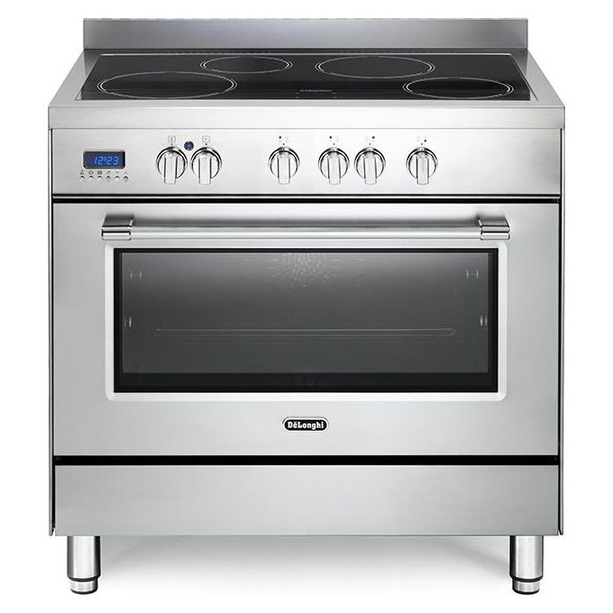 De Longhi PRO 96 MX IN ED Linea Professional Cucina a Gas Libera Installazione Forno Elettrico 4 Fuochi Classe energetica A Programmatore Elettronico 9 Funzioni 90 cm Acciaio Inox