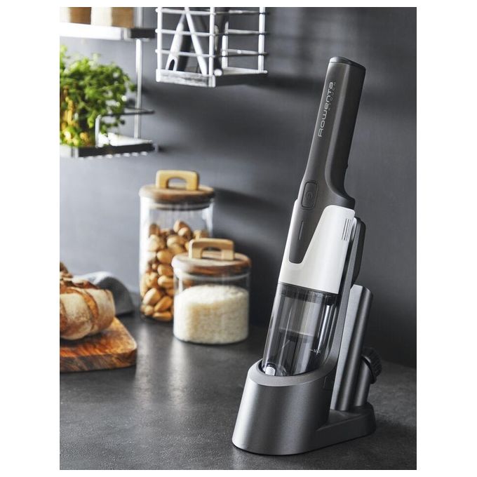 Rowenta AC9736WO X-Touch Aspirabriciole Portatile senza Fili Motore Digitale 80 W 0,2 L Autonomia 10 min Base di Ricarica colore Grigio Bianco